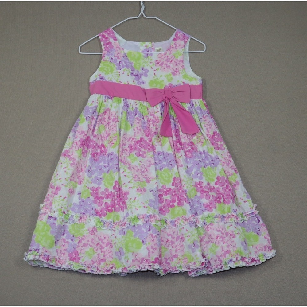 Cherokee Little Girls Vintage Pink and Purple Floral Dress - Size 4T